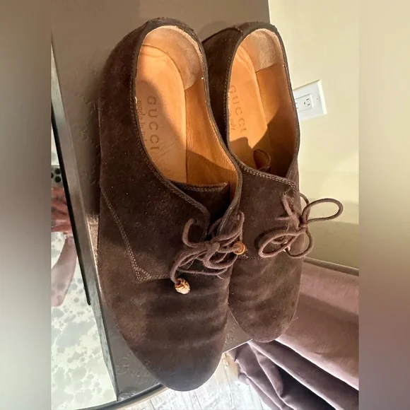 Gucci Bamboo Accent Suede Brogues Men's Size: 7.5 Pre-loved